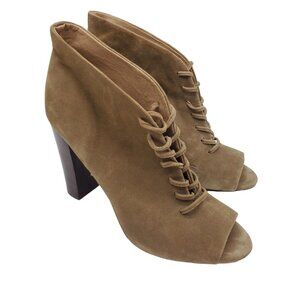 SPLENDID Womens‎ Brown Suede Boots Size 8.5 M Ankle Shoes Open Toe Heels Booties